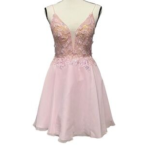 PromGirl Sheer-Bodice Floral Sequin Dress Size 4